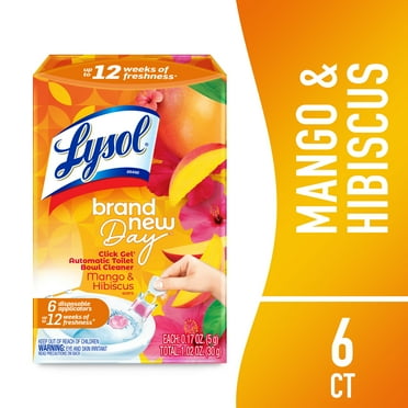 Lysol® Brand New Day Automatic Toilet Bowl Click Gel Cleaner, Mango & Hibiscus, 6 Count