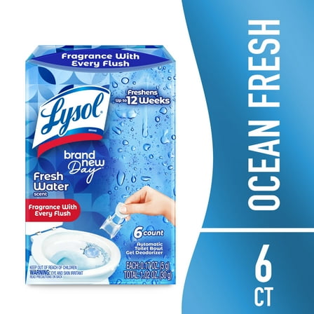 Lysol Click Gel Automatic Toilet Bowl Cleaner, Ocean Fresh Scent, 6 Count