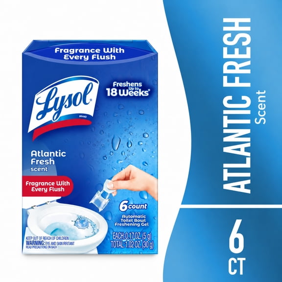 Lysol Click Gel Automatic Toilet Bowl Cleaner, Ocean Fresh Scent, 6 Count
