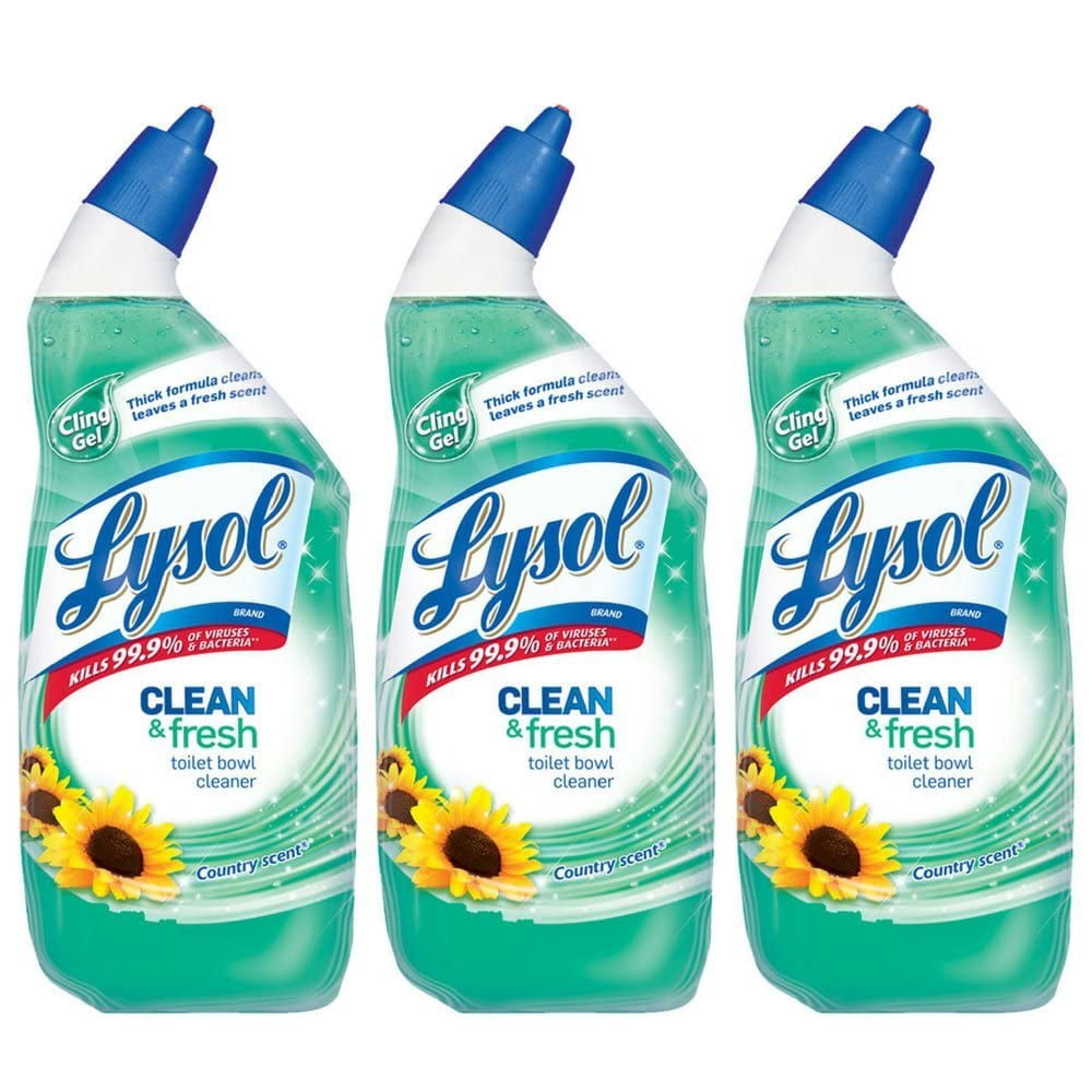 Lysol Cling Gel Toilet Bowl Cleaner, Country Scent, 24 Fl Oz (Pack of 3