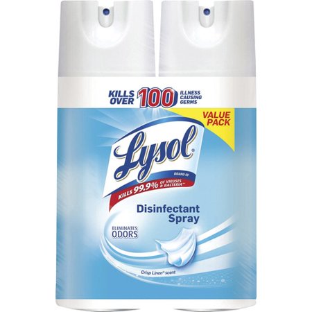 Lysol Crisp Linen Disinfectant Spray, 12.5 fl oz (0.4 quart), Crisp Linen Scent, Easy to Use, Clear (89946) | 10 Packs (20 Total)