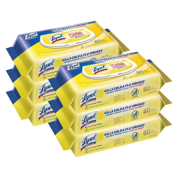Lysol Disinfectant Handi-Pack Wipes, Multi-Surface Antibacterial Cleaning Wipes, For Disinfecting And Cleaning, Lemon And Lime Blossom, 480 Count (Pack Of 6)