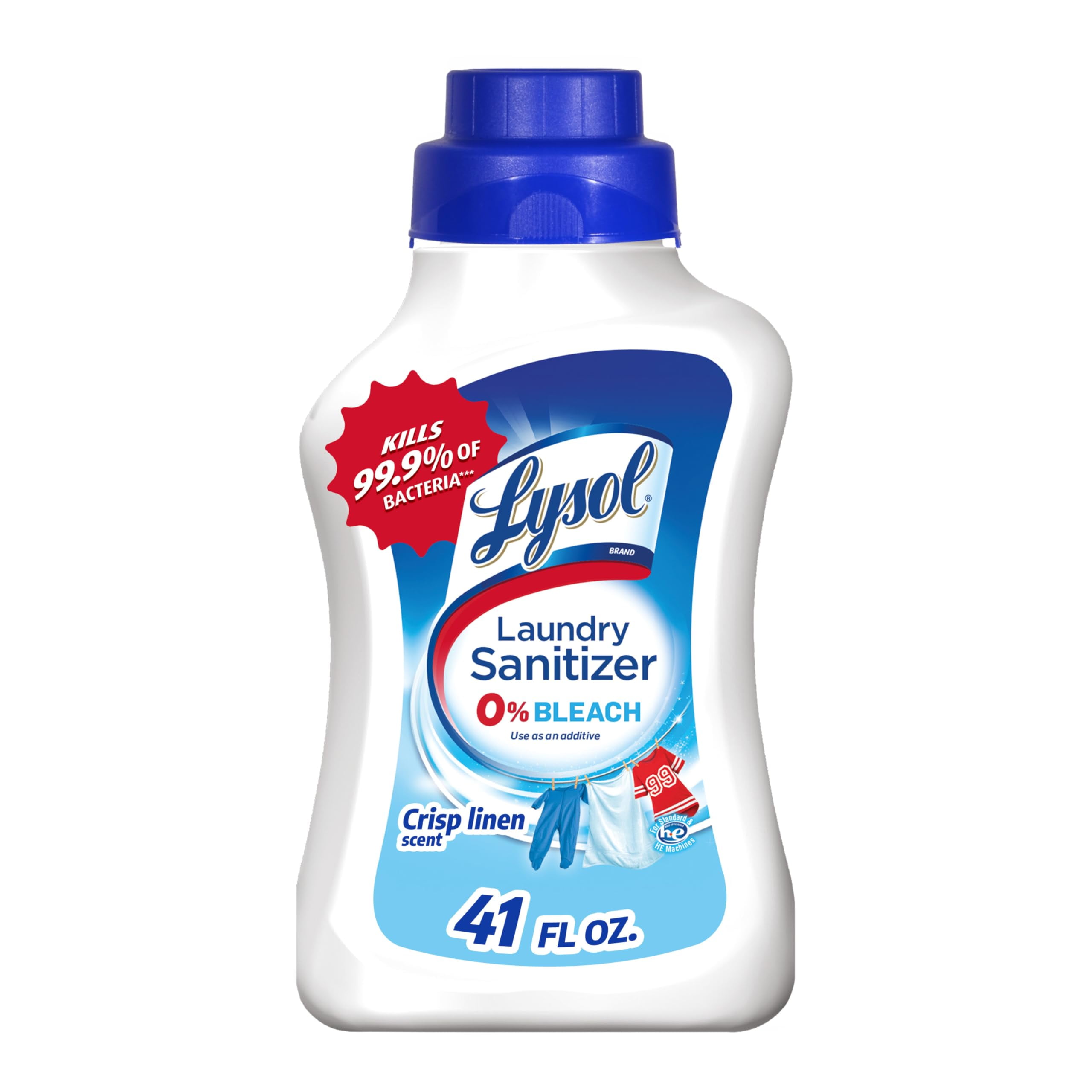 Lysol Disinfectant LaundryITSCSanitizer & Scent Booster, Laundry Detergent Additive, Bleach Alternative, Laundry Odor Eliminator, Kills Bacteria & Viruses, Crisp Linen Scent, 41 Fl Oz Liquid