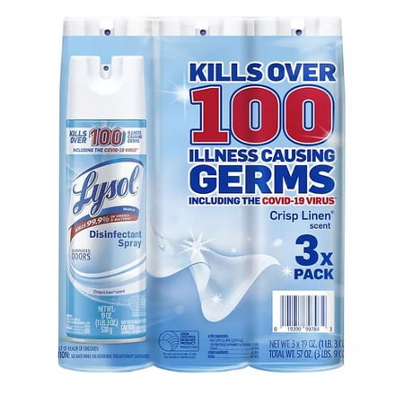 Lysol Disinfectant Spray 19 oz. each - 4pk. Crisp Linen