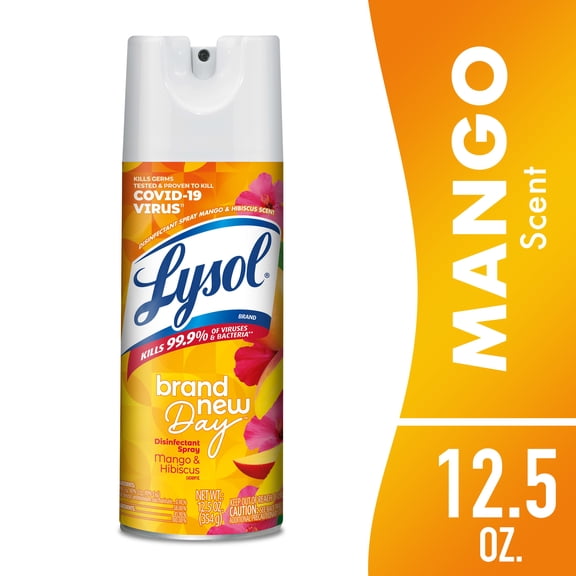 Lysol Disinfectant Sanitizing and Antibacterial Spray for Deodorizing, Mango & Hibiscus, 12.5 oz