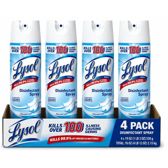 Lysol Disinfectant Spray, Crisp Linen Scent, 12.5 oz Aerosol Cans (Pack of 4)