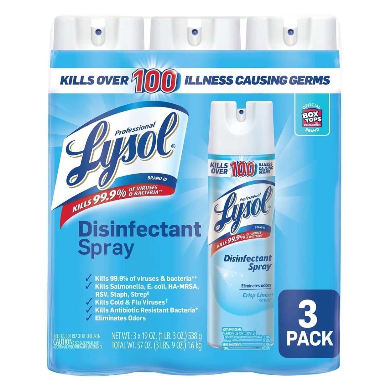 Uafhængig Niende Allergisk Lysol Disinfectant Spray, Crisp Linen Scent, 19 Ounce (3 Pack) - Walmart.com