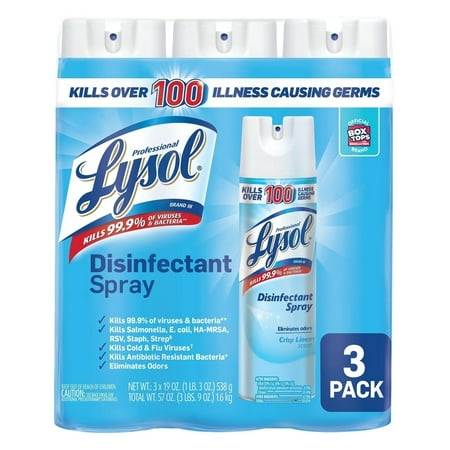 Lysol Disinfectant Spray, Crisp Linen Scent, 19 Ounce (3 Pack)