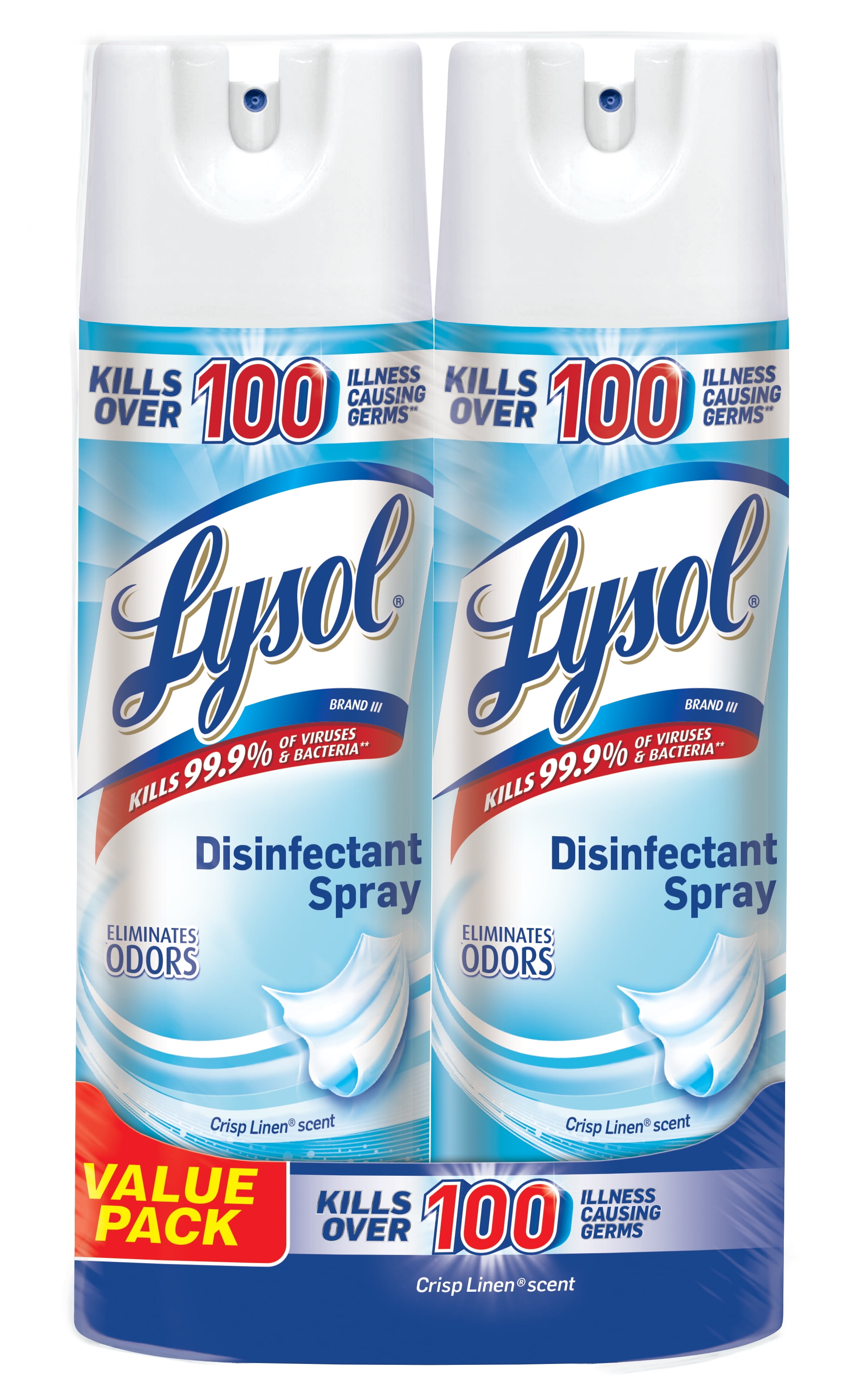 Lysol, Disinfectant Spray, Crisp Linen Scent, 25oz (2X12.5oz), Value Pack, Cans
