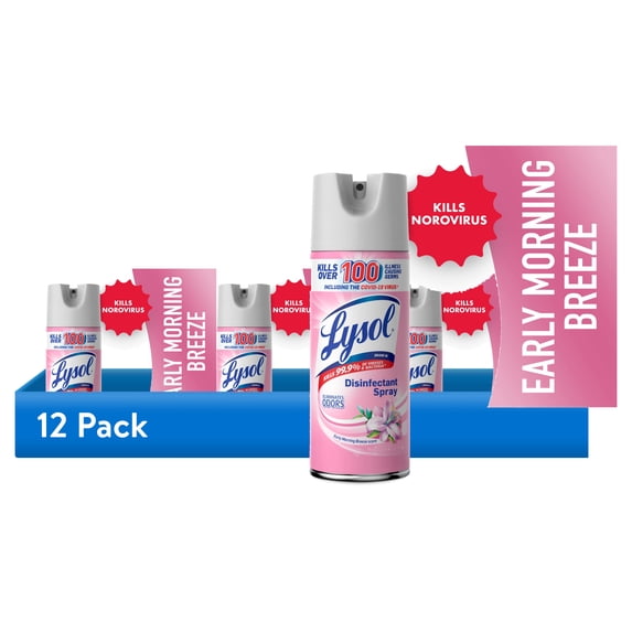 (12 pack) Lysol Disinfectant Spray, Sanitizing and Antibacterial Spray, Deodorizer, Early Morning Breeze, 12.5 oz