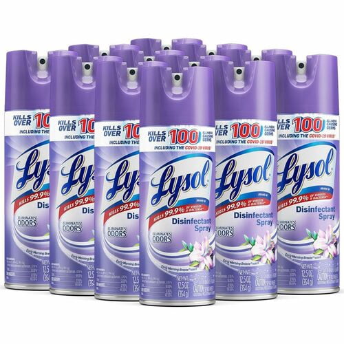 (12 pack) Lysol Disinfectant Spray, Sanitizing and Antibacterial Bathroom Spray, Deodorizer, Early Morning Breeze, 12.5 oz