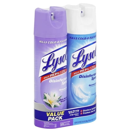 Lysol Disinfectant Spray, Early Morning Breeze + Crisp Linen, 38oz (2x19oz)