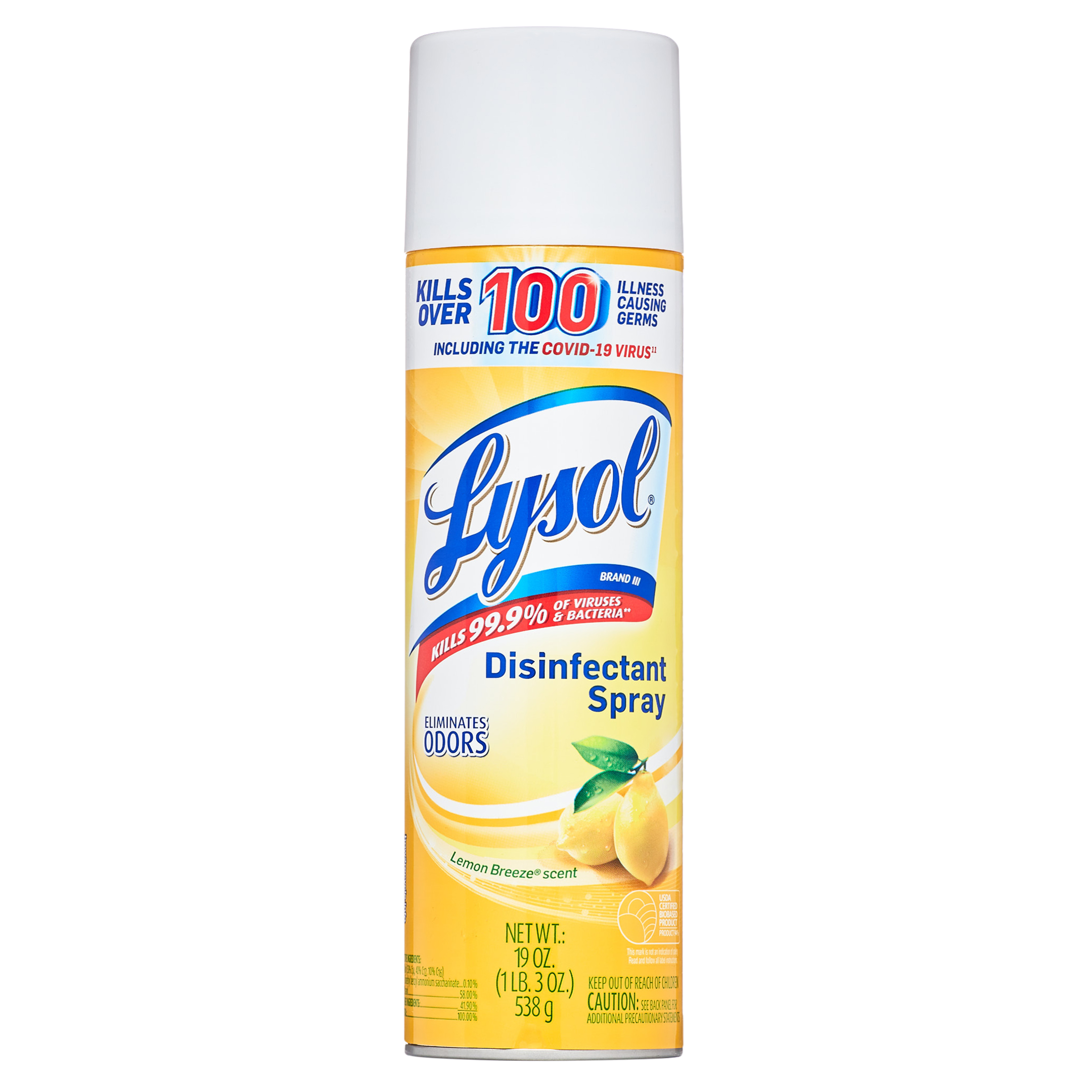 Lysol Disinfectant Spray, Lemon Breeze, 19oz, Tested and Proven to Kill COVID-19 Virus, Packaging May Vary​ - image 1 of 9