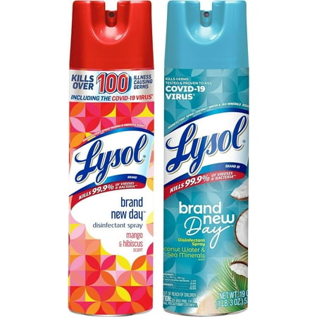 Lysol Disinfectant Spray Multi Scent Bundle - Mango & Hibiscus, Coconut & Sea Minerals Scents, 19 Ounces Pack of 2