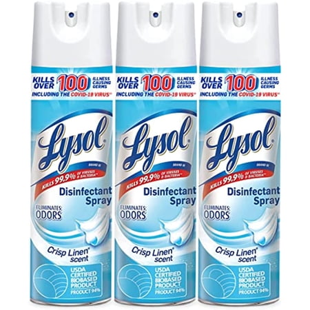 Lysol Disinfectant Spray, Sanitizing And Antibacterial Spray, For Disinfecting And Deodorizing, Early Morning Breeze, 3 Count, 19 Fl Oz Each
