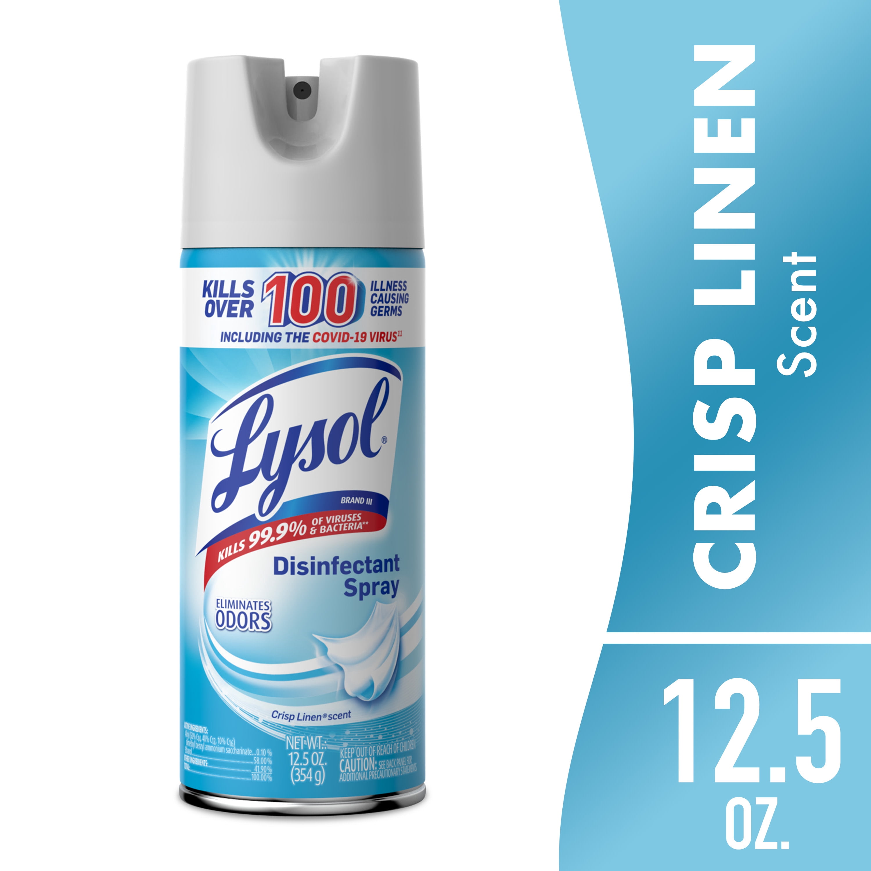 Lysol Disinfectant Spray, Sanitizing and Antibacterial Spray, Deodorizer, Crisp Linen, 12.5 oz
