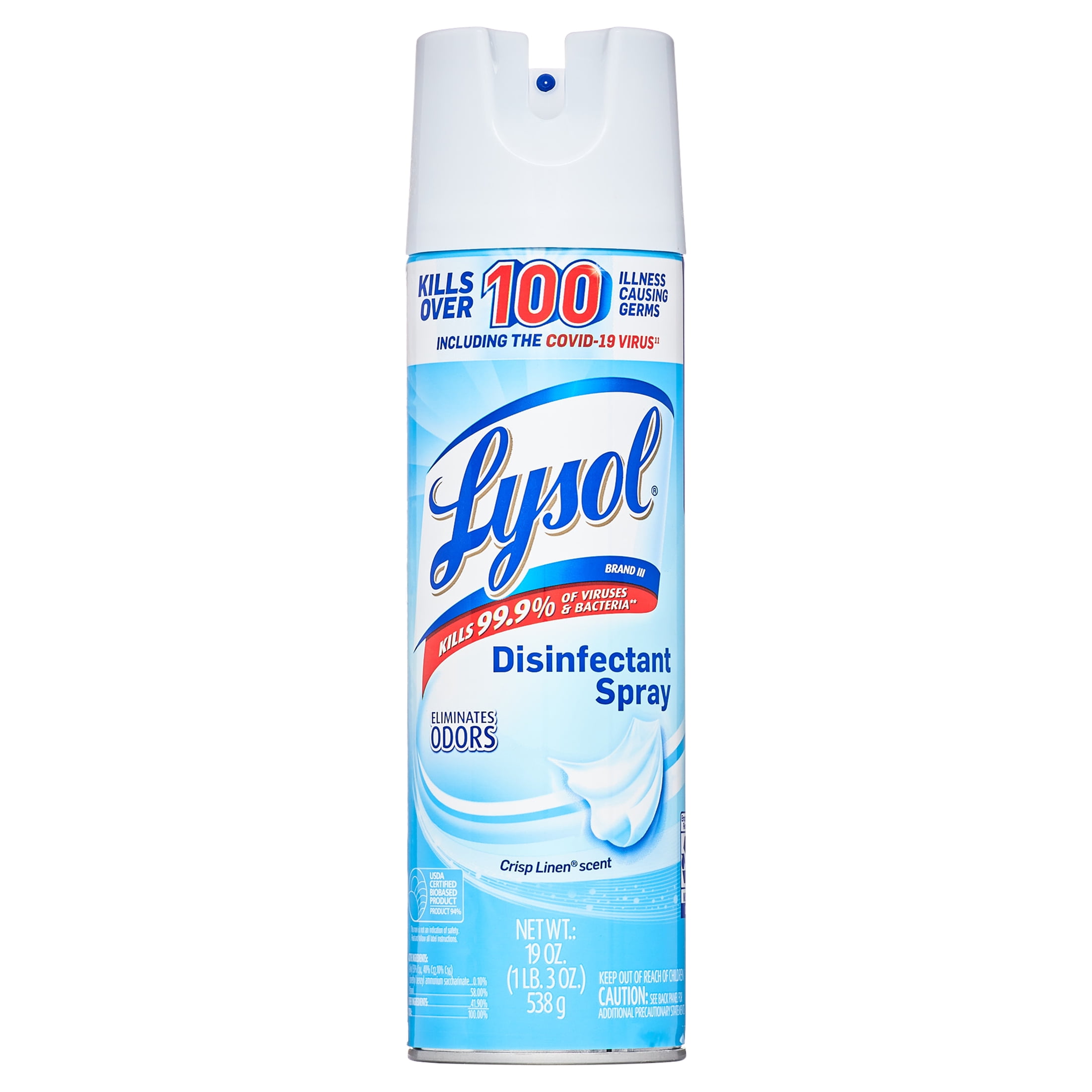 Lysol Disinfectant Spray, Sanitizing and Antibacterial Spray, For  Disinfecting and Deodorizing, Crisp Linen, 19 Fl. Oz 