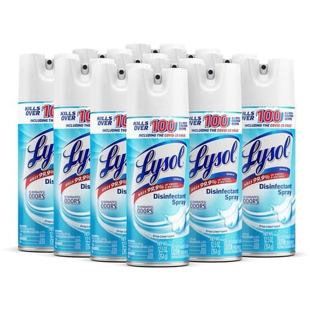 Lysol Disinfectant Spray - Spray - 12.50 oz (0.78 lb) - Crisp Linen Scent - 12 / Carton - Clear | Bundle of 2 Cartons
