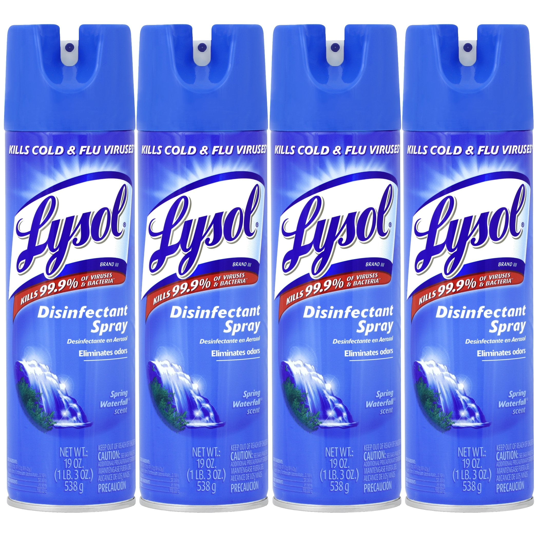 Lysol Disinfectant Spray, Spring Waterfall, 19 Oz(Pack Of 4)