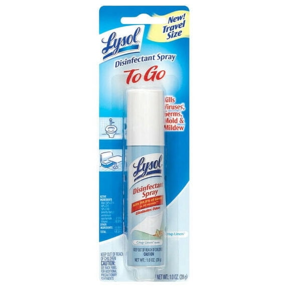 Lysol Disinfectant Spray To Go, Crisp Linen, 1 oz (Pack of 2)