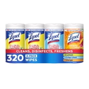 Lysol Disinfecting Wipes Multi Surface Cleaner, 80 Count Each, Pack of 4, Lemon & Mango Scent