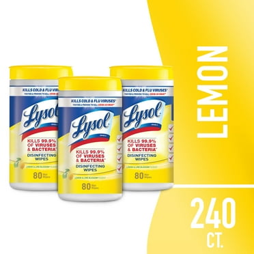 Lysol® Disinfectant Wipes Bundle, Multi-Surface Antibacterial Cleaning Wipes, Lemon and Lime  Blossom, 80 Count Each(Pack of 3)