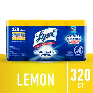 Lysol® Disinfectant Wipes Bundle, Multi-Surface Antibacterial Cleaning Wipes, Lemon and Lime  Blossom, 80 Count Each(Pack of 4)