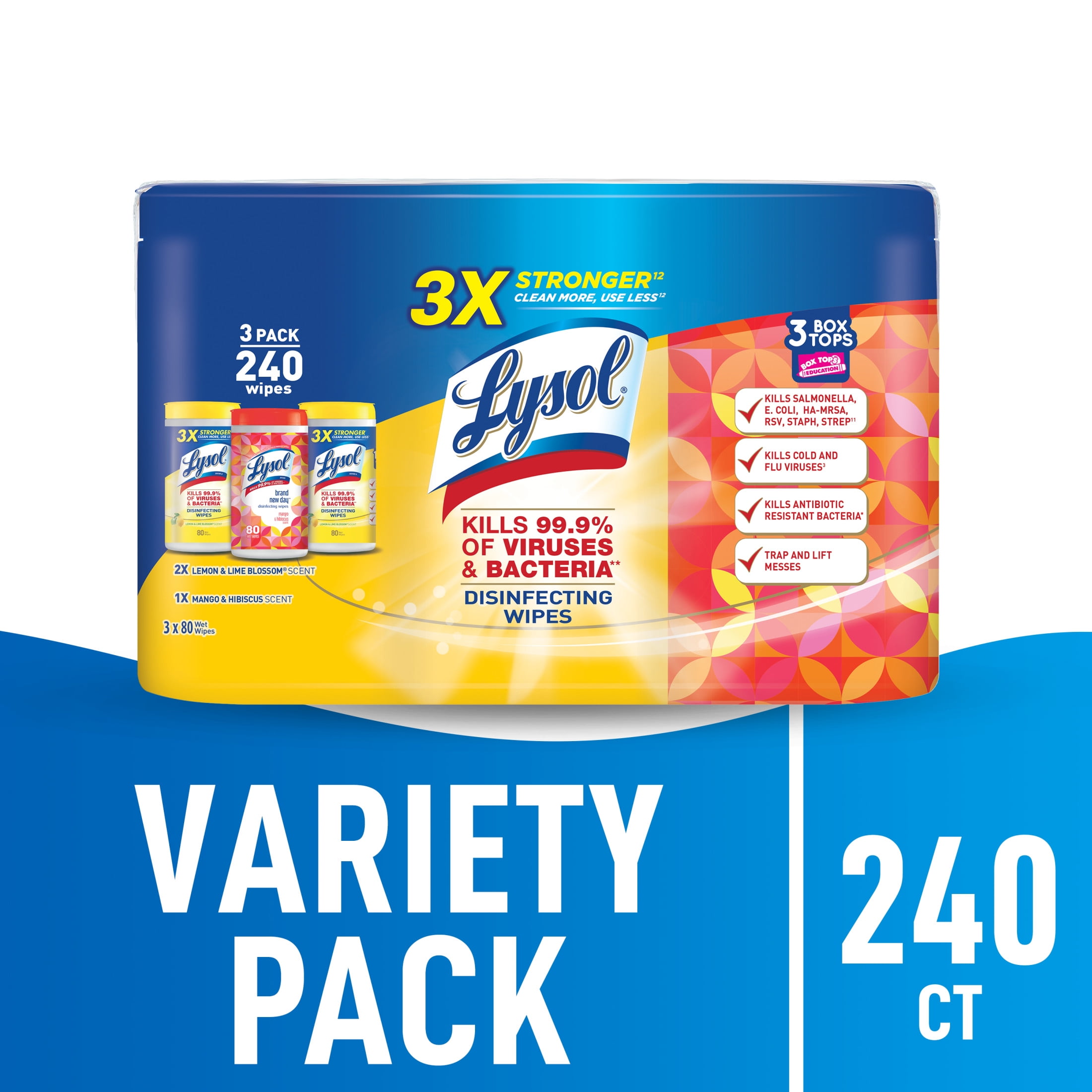 Lysol Disinfectant Wipes Bundle, Multi-Surface Antibacterial Wipes for Disinfecting and Cleaning, Mixed Fragrance, 240 Count