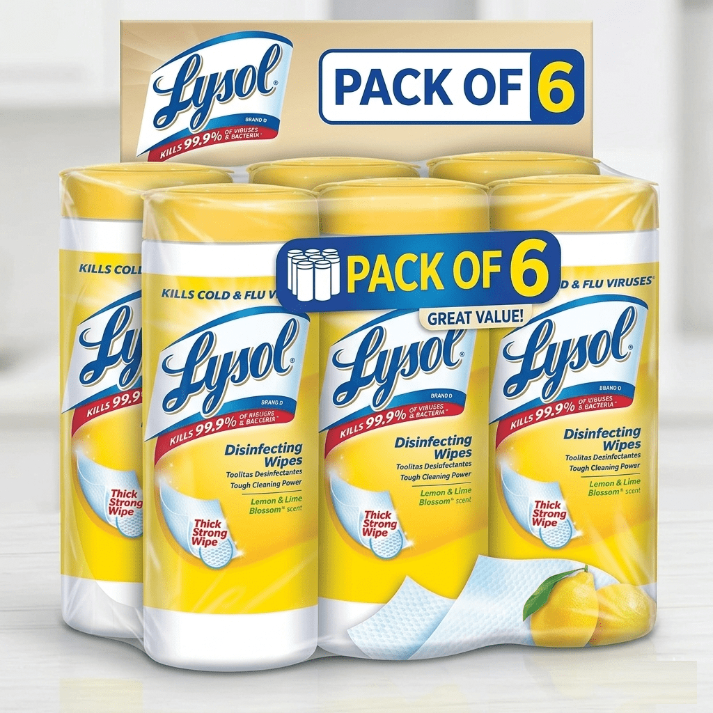 Lysol® Disinfectant Wipes, Multi-Surface Antibacterial Cleaning Wipes, for Disinfecting and Cleaning Lemon Scented Disinfecting Wipes - 35 Sheet, (6 pack)