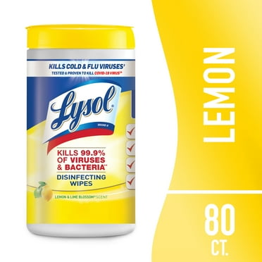Lysol® Disinfectant Wipes, Multi-Surface Antibacterial Cleaning Wipes, Lemon and Lime Blossom, 80 Count