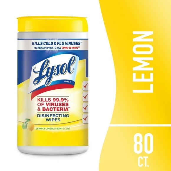 Lysol® Disinfectant Wipes, Multi-Surface Antibacterial Cleaning Wipes, Lemon and Lime Blossom, 80 Count