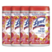 Lysol Disinfectant Wipes, Multi-Surface Disinfectant Cleaning Wipes, For Disinfecting and Cleaning, Mango & Hibiscus, 80 Count Pack of 4