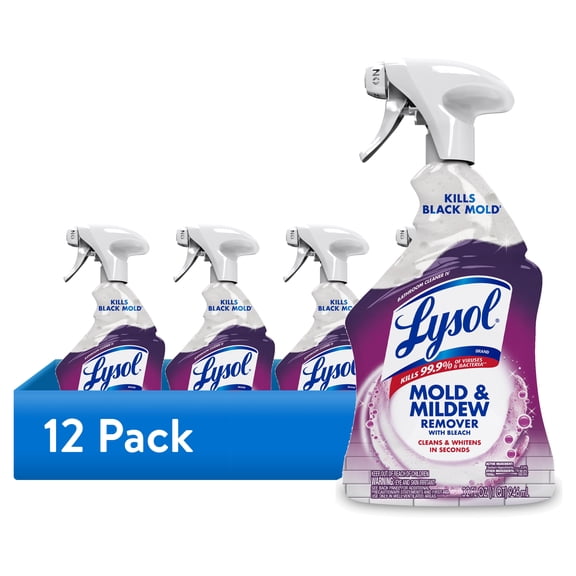 (12 pack) Lysol, Mold & Mildew Foamer with Bleach, Removes Stains, 32 oz