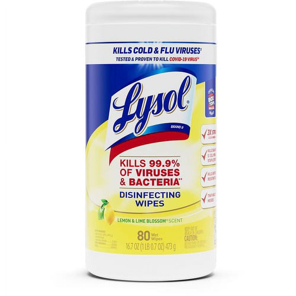 Lysol Disinfecting Multi Surface Cleaning Wipes White Lemon and Lime Blossom, 5 Count