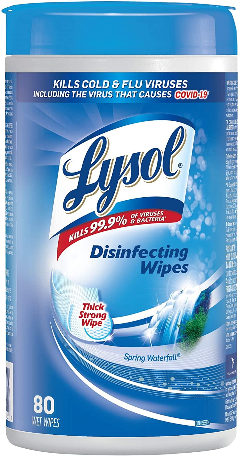 Toallitas desinfectantes Lysol para superficies spring waterfall 80 pzas