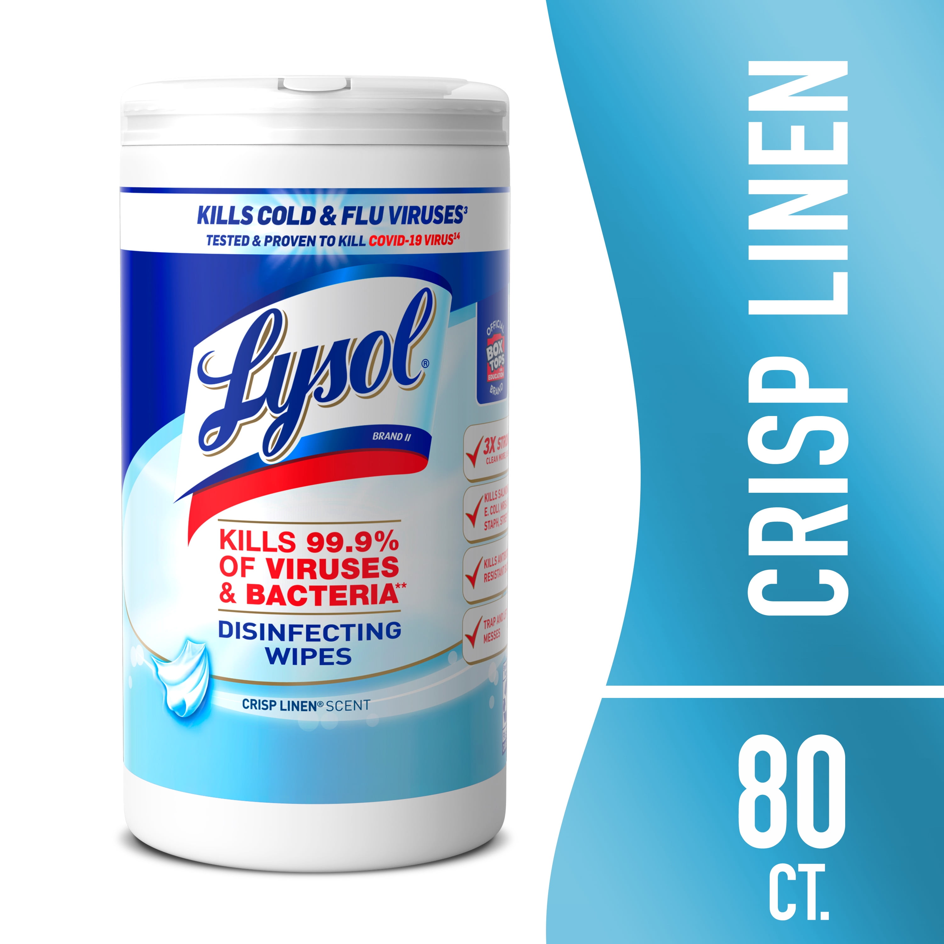 Lysol Disinfecting White Wipes, Crisp Linen Scent, Household Cleaning Cloths, 80 Count