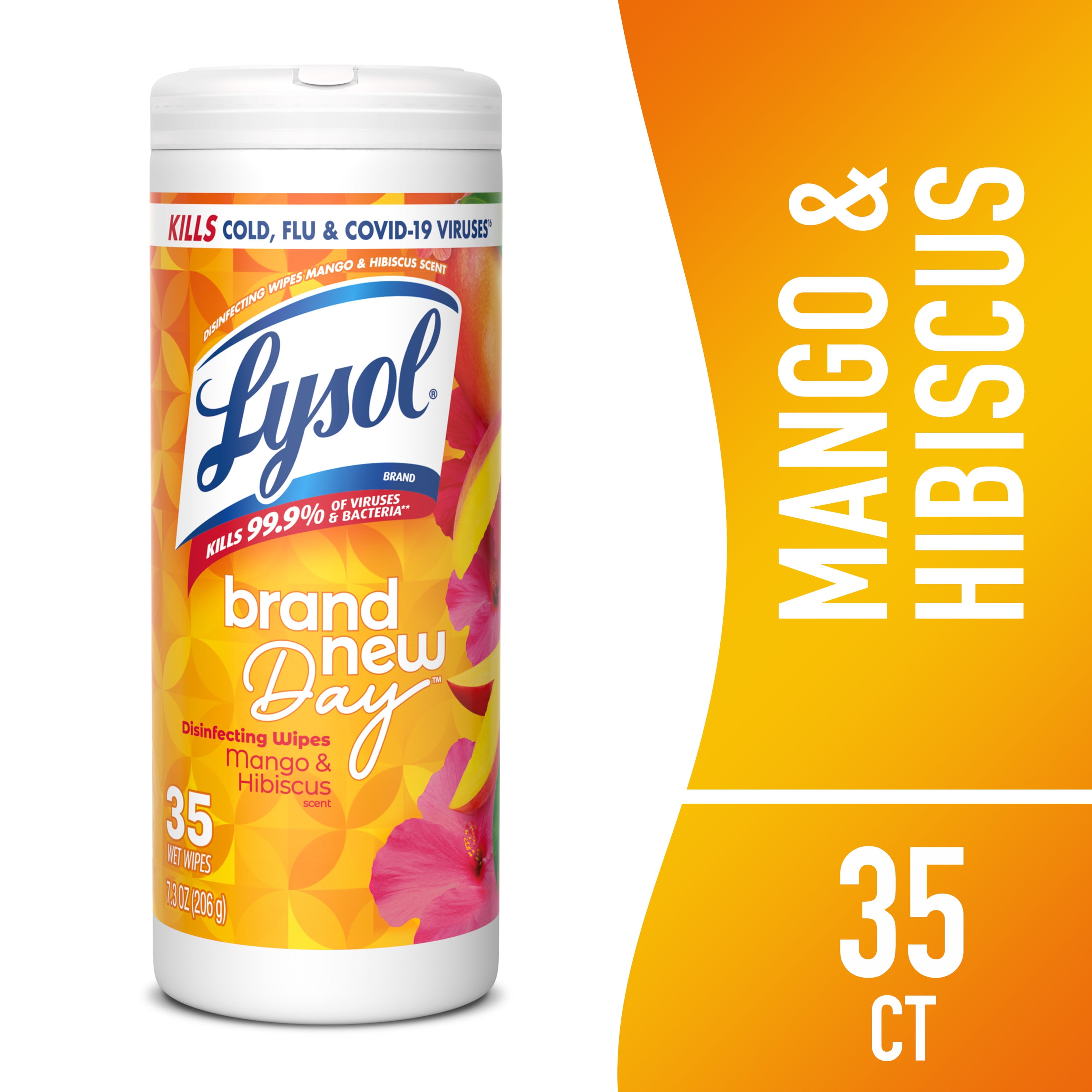 Lysol Disinfecting Wipes, All Purpose Cleaner, Multi Surface Antibacterial Cleaning Wipes, Cleaning Supplies, Mango & Hibiscus Scent, 35 Count