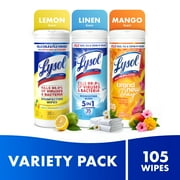Lysol® Disinfecting Wipes - (1 Lemon + 1 Brand New Day Mango & Hibiscus + 1 Crisp Linen) 4/(3x35) count