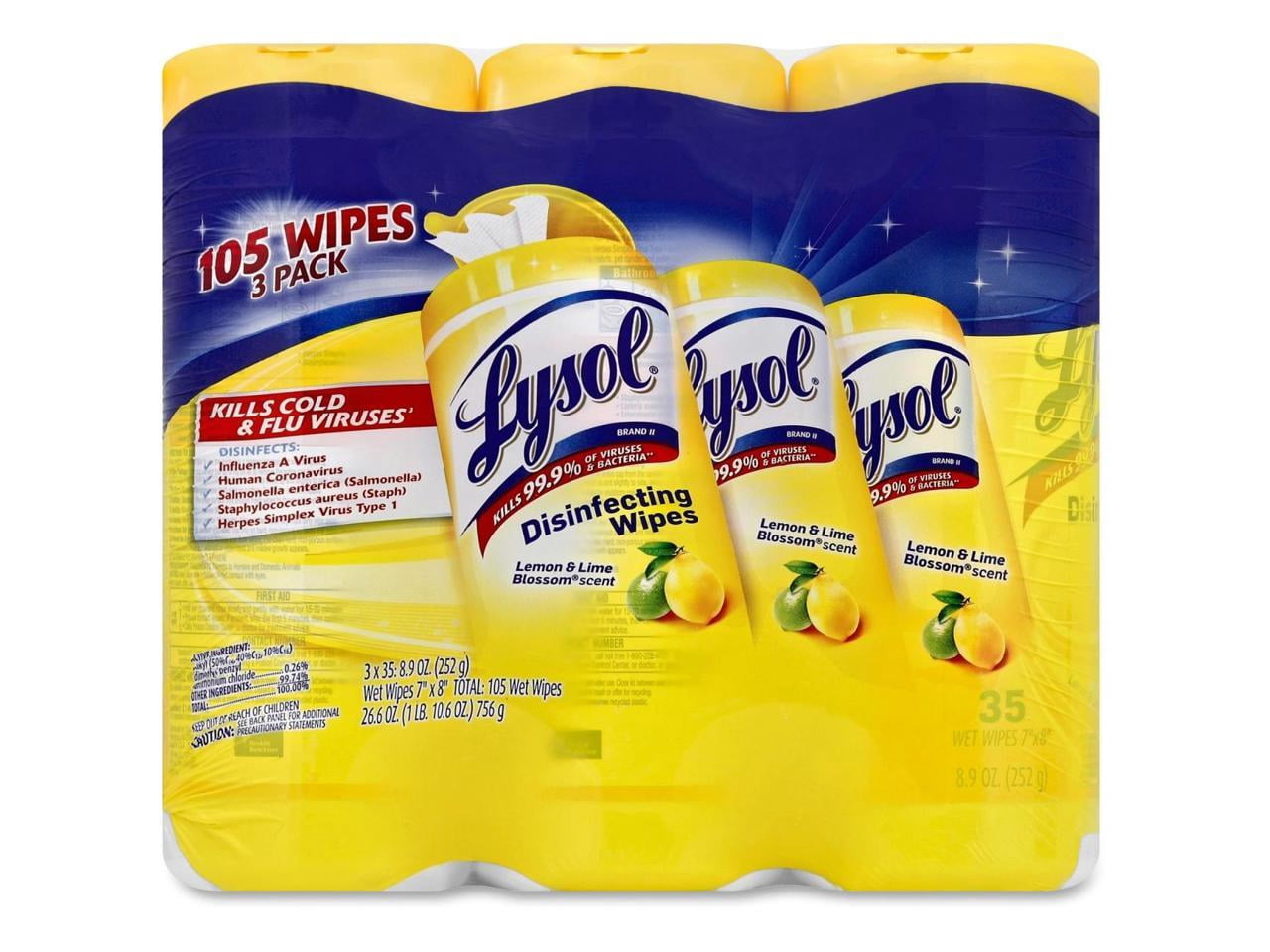 Lysol, RAC82159CT, Disinfecting Wipes 3-pack, 12 / Carton, White