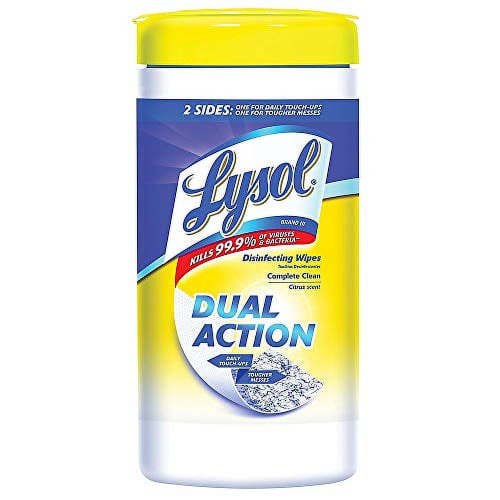 Lysol Disinfecting Wipes Dual Action, Citrus Scent, 75 Count, 2 Pack