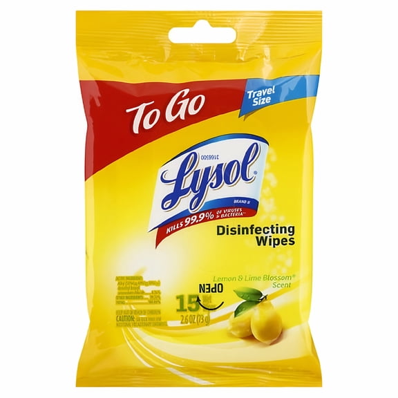 Lysol Disinfecting Wipes - Lemon & Lime Blossom To-Go Flatpack 15 ct. (Pack of 2)