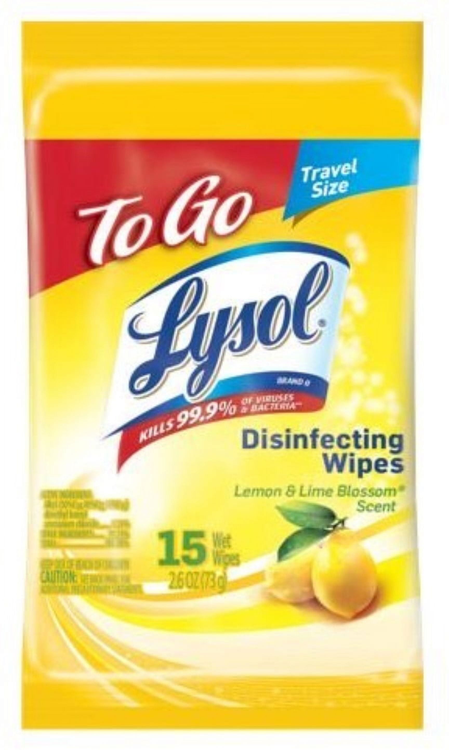 Lysol Disinfecting Wipes - Lemon & Lime Blossom To-Go Flatpack 15 ct. (Pack of 2)