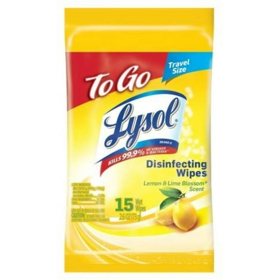 Lysol Disinfecting Wipes - Lemon & Lime Blossom To-Go Flatpack 15 ct.(Pack of 3)
