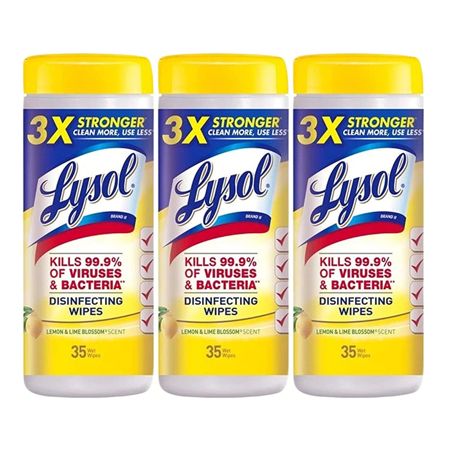 Lysol Disinfecting Wipes, Lemon and Lime Blossom, 3 Packs of 35 Wipes