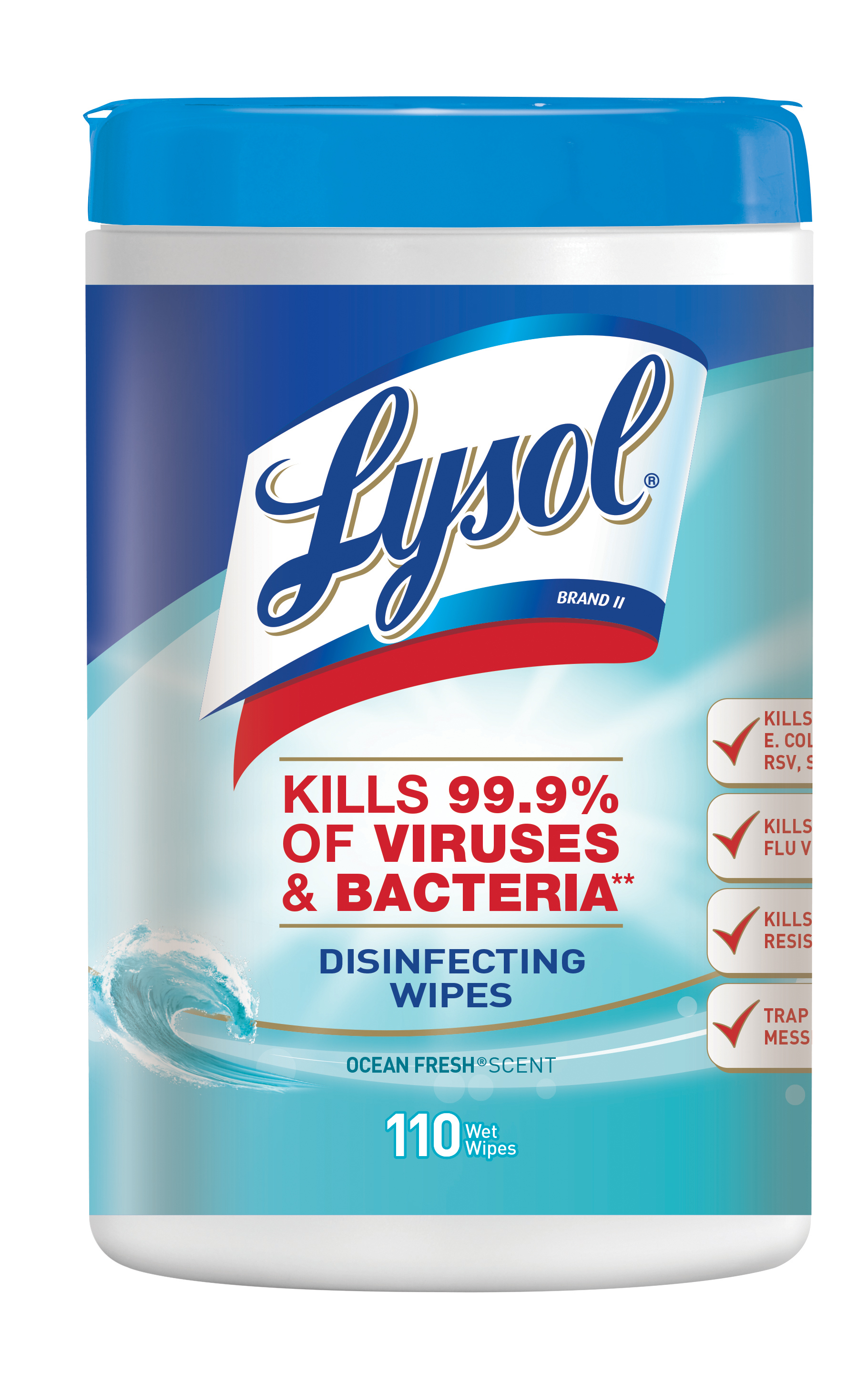 Lysol Disinfecting Wipes, Ocean Fresh, 110ct - image 1 of 8