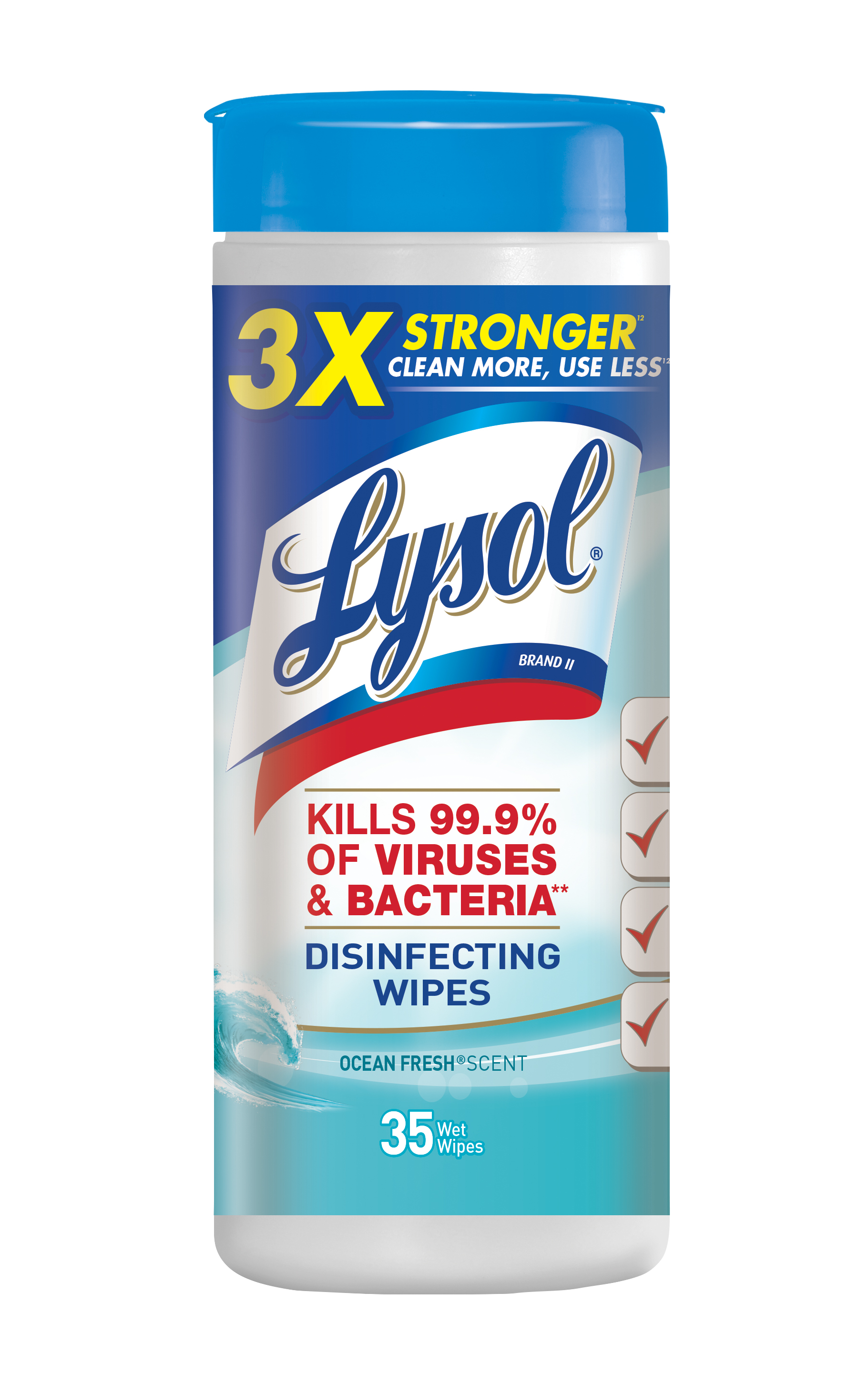 Lysol Disinfecting Wipes, Ocean Fresh, 35ct, Tested & Proven to Kill COVID-19 Virus, Packaging May Vary - image 1 of 6