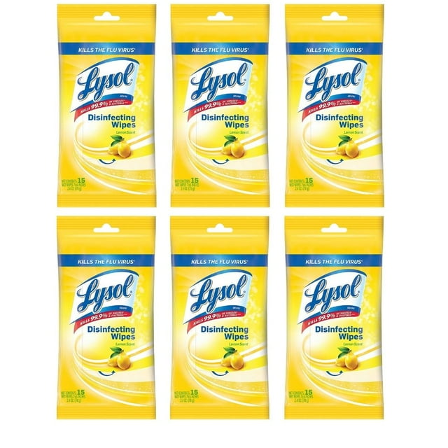 Lysol Disinfecting Wipes On the Go Travel Size Lemon Scent Kills 99.9