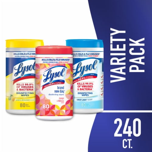 Lysol Disinfecting Wipes, Sanitizing Antibacterial&nbsp;Cleaning Wipes, Variety Pack, 3 pk of 80 ct