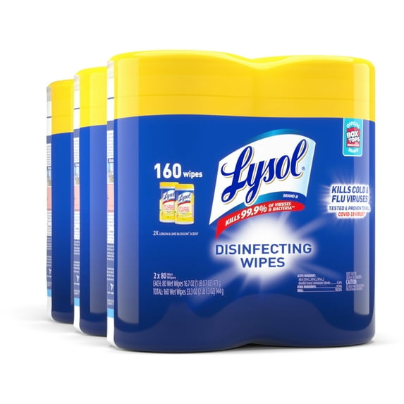 Disinfecting Wipes 7 X 8 Lemon And Lime Blossom 80 Wipes/Canister 2 Canisters Per Pack 3 Packs Per Each Carton | 1 Carton of: 3