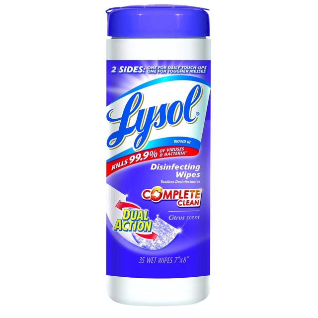 Lysol Dual Action Disinfecting Wipes, Citrus, 35ct